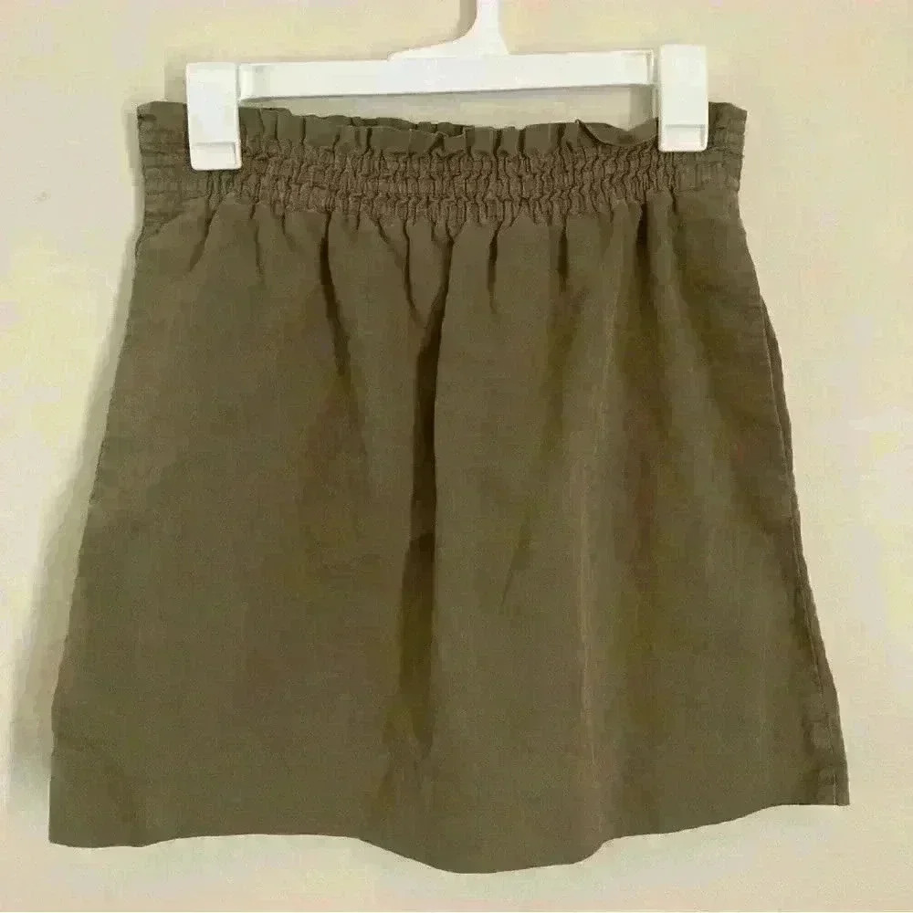 J. Crew Women's Size 2 Army Green Elastic Waist Skirt with Pockets